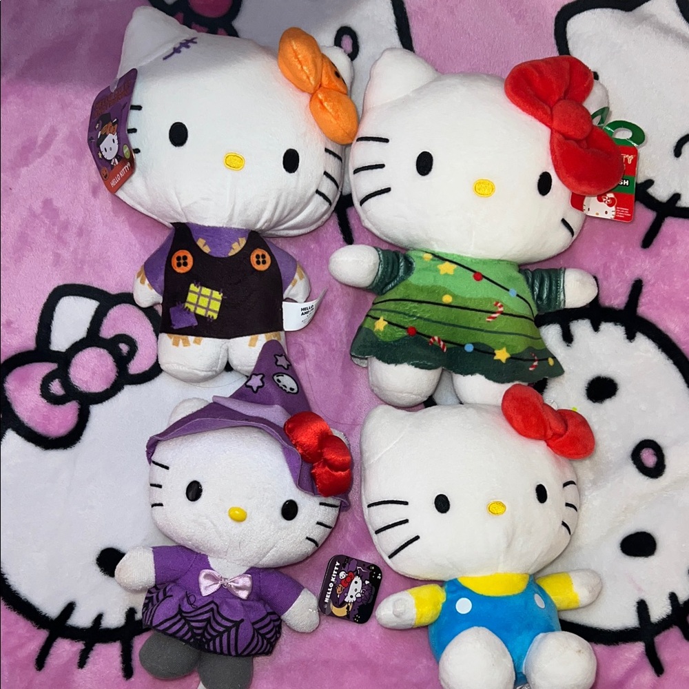 Hello Kitty Plush Collection - Red, Orange, Purple, Green